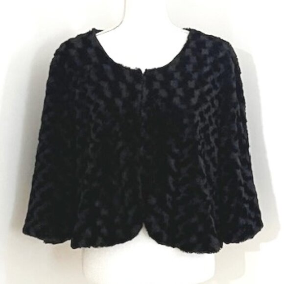 Forever Woman Black Faux Fur Soft Cropped Jacket 3/4 Sleeves Plus Size 2X - Picture 1 of 5